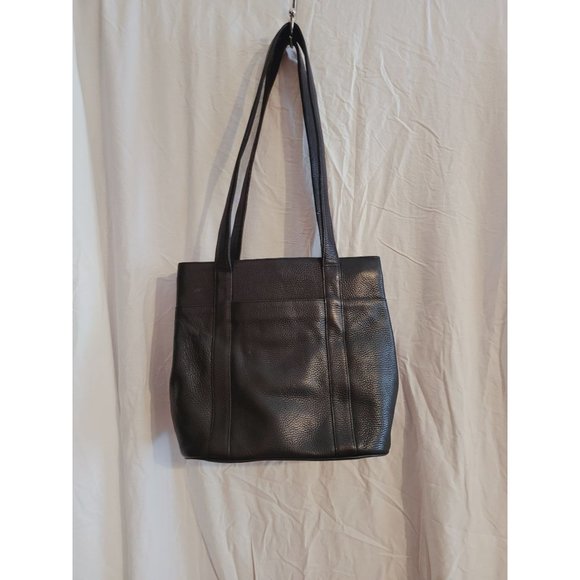 Orvis Vintage Black Pebbled Leather Shoulder Handbag Tote - Picture 6 of 7